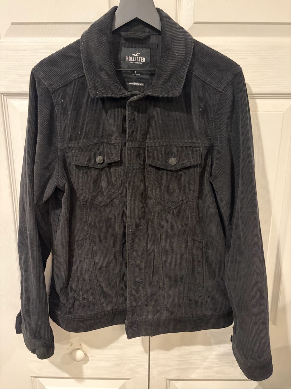 Hollister Men’s Corduroy Graphite Sz L Button Down Shirt Jacket Shacket Pockets